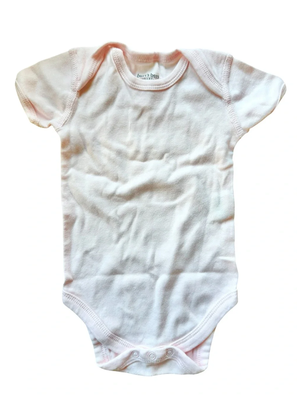 Burt’s Bees short sleeve onesie bodysuit lot in pale pink and white size 0-3 mo